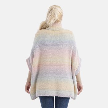 La Marey - Poncho mit Stehkragen und Taschen, Mehrfarbig