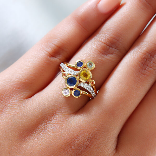 Mehrfarbiger Saphir und Zirkon-Ring - 1,40 ct. image number 3