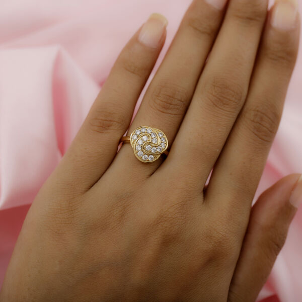 Zirkonia Ring Messing Ionenbeschichtetes Gelbgold Platin  ca. 1,08 ct image number 3