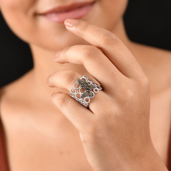 GP Trionfo Kollektion - Multi Diamant und Kanchanaburi blauer Saphir Ring - 0,54 ct. image number 4