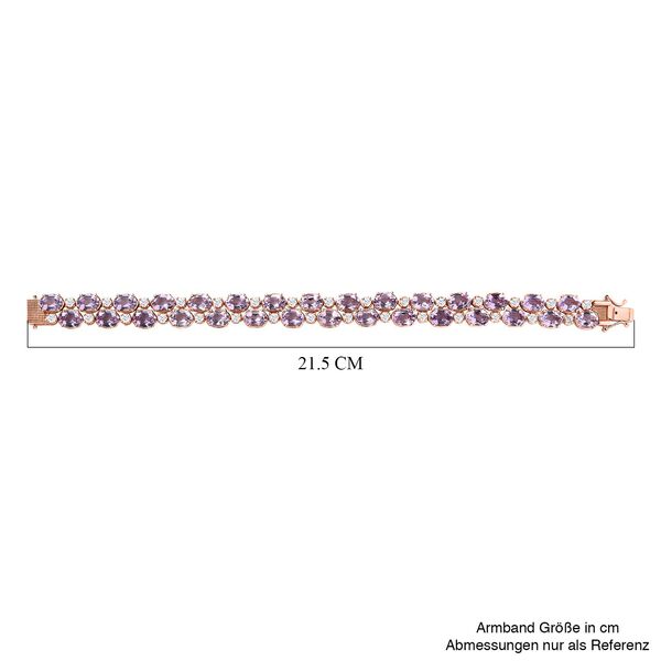 AA Rose De France Amethyst, Wei&szlig;er Zirkon Armband, ca. 20 cm, 925 Silber, ros&eacute;vergoldet ca. 36.12 ct image number 5