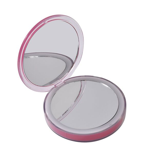 Wiederaufladbarer zweiseitiger LED-Schminkspiegel, 8.4x8.4x1.7cm, rosa image number 5