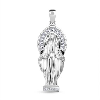 LUSTRO STELLA - Wei&szlig;er Zirkonia Anh&auml;nger 925 Silber rhodiniert