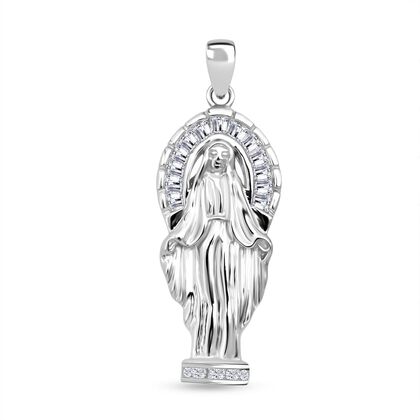 LUSTRO STELLA - Wei&szlig;er Zirkonia Anh&auml;nger 925 Silber rhodiniert