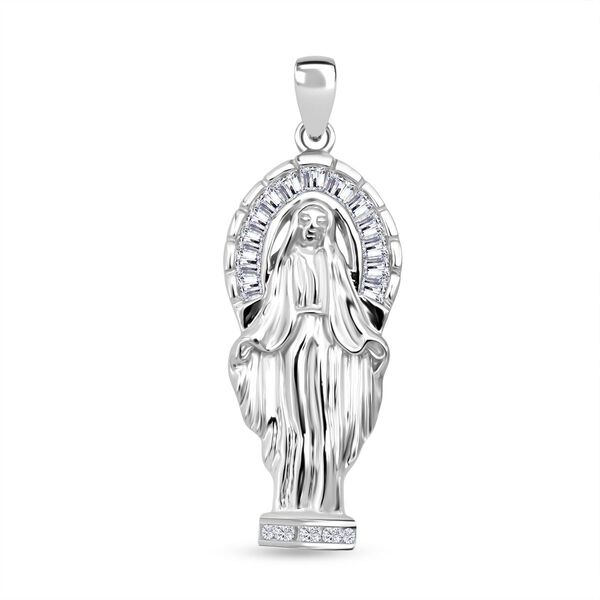 LUSTRO STELLA - Wei&szlig;er Zirkonia Anh&auml;nger 925 Silber rhodiniert