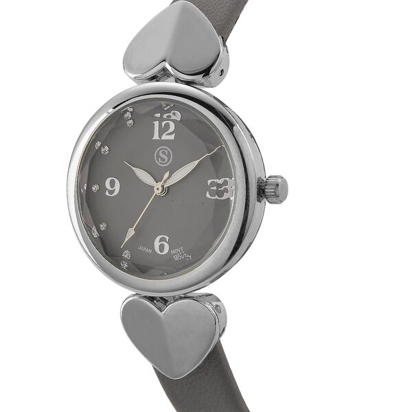 STRADA Uhr mit PC21S Japan-Uhrwerk, Edelstahl-Mesh-Armband, Graufarben mit Kristallzifferblatt,, Grau image number 3