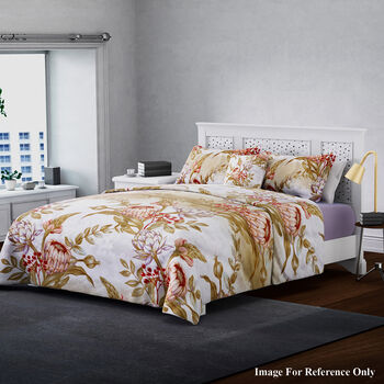 3er-Set: Bettbezug und 2mal Kissenbez&uuml;ge, Blattmuster und Blumenmuster