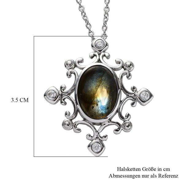 Labradorit und Zirkon Anhänger mit 50cm Kette - 6,88 ct. image number 6