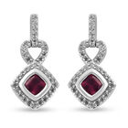 Afrikanischer Rubin (Fissure gefüllt) und Zirkon-Ohrringe, 925 Silber platiniert ca. 2,43 ct