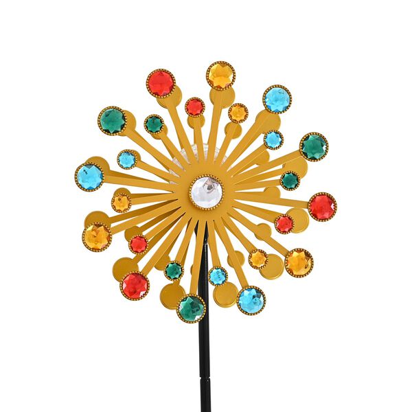 Solar Gartenstecker Windspiel mit LED Licht und Spinner, Eisen, 140 cm, Multicolor image number 3