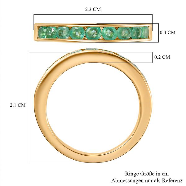 Kagem sambischer Smaragd-Ring in 925 Silber mit Gelbgold Vermeil - 0,73 ct. image number 7