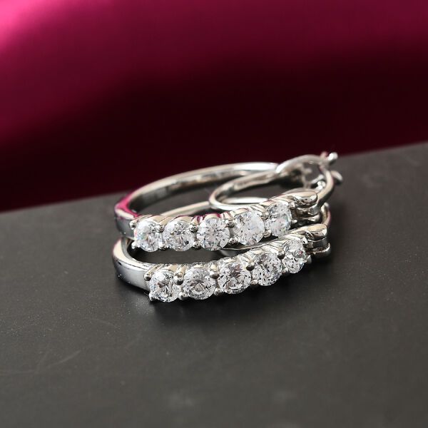 LUSTRO STELLA Hergestellt mit ZIRKONIA Creolen 925 Silber Platin-&Uuml;berzug image number 2