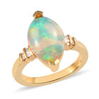 Natürlicher, äthiopischer Opal und Diamant-Ring, 925 Silber Gelbgold Vermeil  ca. 2,89 ct image number 3