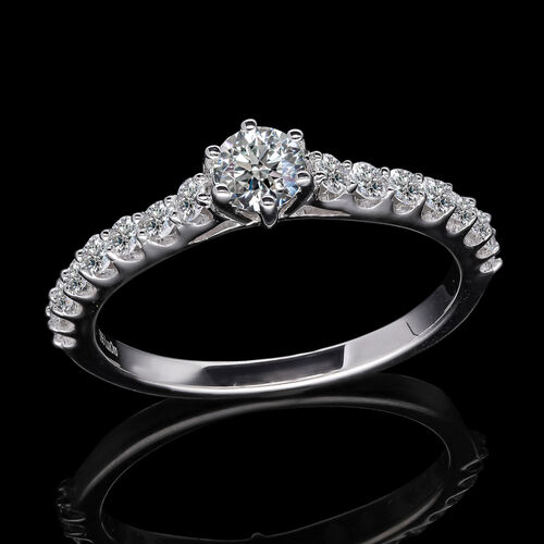 LUXORO IGI zertifizierter SI-GH Labor Diamant Ring in 585 Weißgold - 1 ct. image number 2