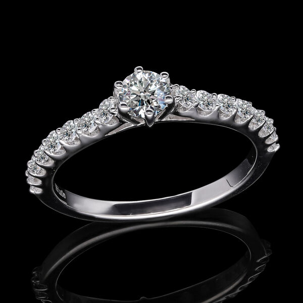 LUXORO IGI zertifizierter SI-GH Labor Diamant Ring in 585 Wei&szlig;gold - 1 ct. image number 2