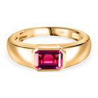 Lab Grown Roter Smaragd (Beryll) Ring 925 Silber 750 Gelbgold Vermeil (Größe 19.00) ca. 0.94 ct
