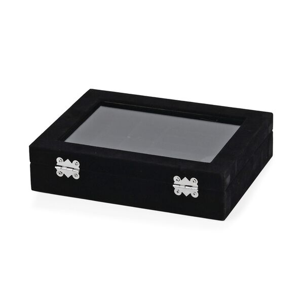Elegante Schmuckbox aus edlem Samt mit Glasdeckel, 20x15x5 cm, Tiefschwarz image number 4