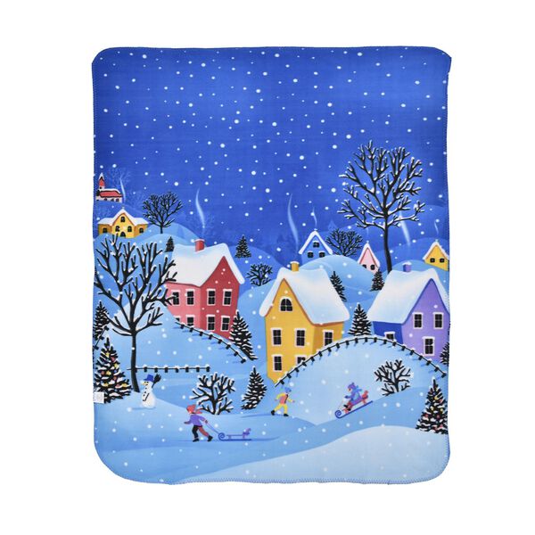 Superweiche Fleecedecke mit verschneiter Stadt, Gr&ouml;&szlig;e 130x170 cm, Mehrfarbig image number 2