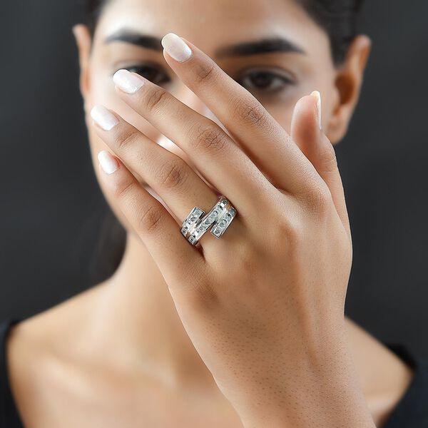 GP Art D&eacute;co Kollektion - Moissanit und Kanchanaburi blauer Saphir-Ring - 2,64 ct. image number 8