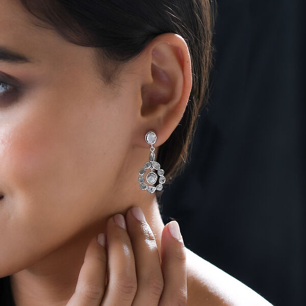 Handgearbeitete, nat&uuml;rliche Polki Diamant-Ohrringe - 1,50 ct. image number 2