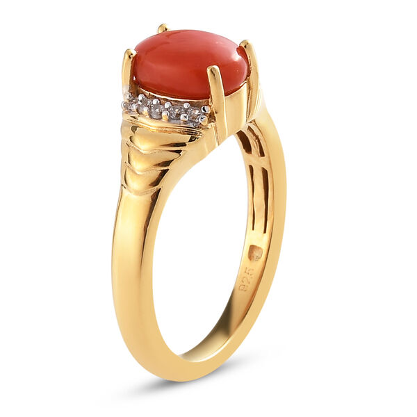 Korallen- und Zirkon-Ring, 925 Silber vergoldet  ca. 1,33 ct image number 4