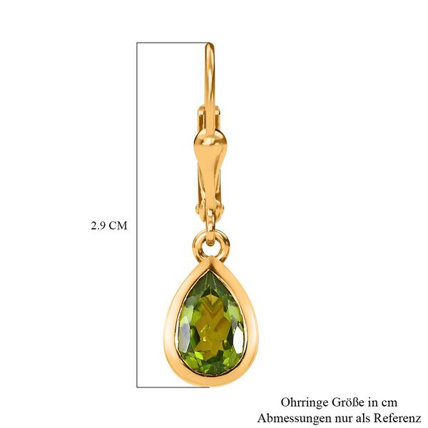 Natürliche Peridot Ohrringe, 925 Silber vergoldet, ca. 2.70 ct image number 6