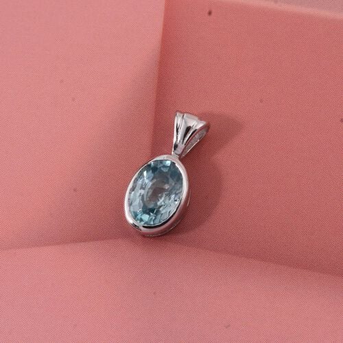 Blauer Zirkon Anhänger 925 Silber rhodiniert ca. 1,24 ct. image number 1