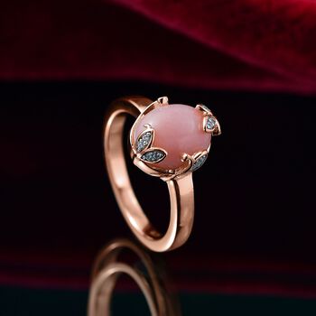 AA Vinicunca-Peruanischer Opal, Wei&szlig;er Zirkon Ring 925 Silber 750 ros&eacute;vergoldet (Gr&ouml;&szlig;e 20.00) ca. 2,40 ct