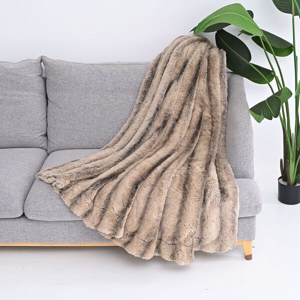 Doppellagige 350gsm Kunstfelldecke mit 220gsm Sherpa, Braun