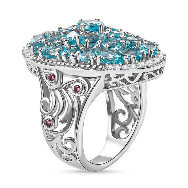 Betroka blauer Apatit, rosa Turmalin und Zirkon-Ring - 6,25 ct. image number 5