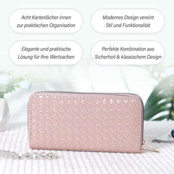 Elegante RFID-gesch&uuml;tzte Brieftasche in Rosa mit Pr&auml;gemuster