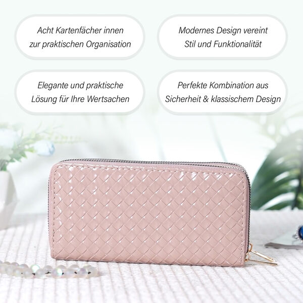 Elegante RFID-gesch&uuml;tzte Brieftasche in Rosa mit Pr&auml;gemuster image number 4