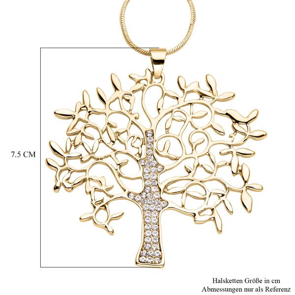 Wei&szlig;er Kristall Lebensbaum-Anh&auml;nger mit Kette, goldfarben image number 4