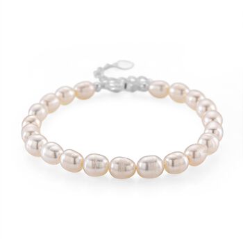 Wei&szlig;es S&uuml;&szlig;wasser Perle Armband in Silberton