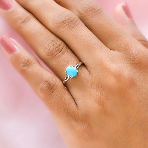 Amerikanischer, natürlicher Sleeping Beauty Türkis Ring und Anhänger, 925 Silber platiniert ca. 1,31 ct image number 3