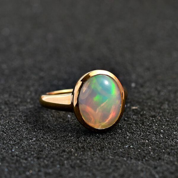 AA Natürlicher, äthiopischer Welo Opal Ring 925 Silber 750 Gelbgold Vermeil (Größe 17.00) ca. 2,81 ct image number 3