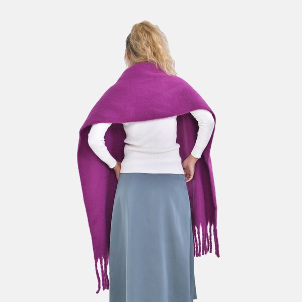 Oversized Damen Winterschal mit Fransen, Lila image number 2