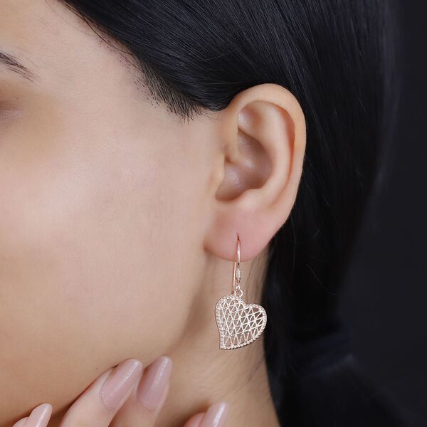 Herz Ohrringe, 925 Silber in Rosegold Vermeil image number 2