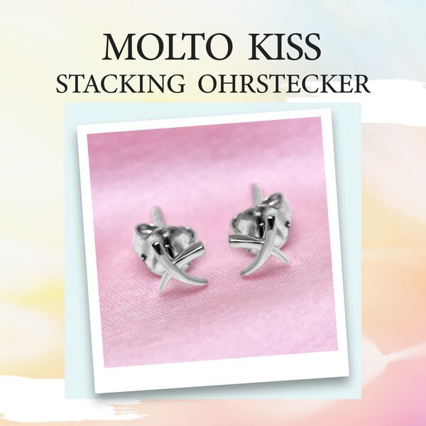 Molto Kiss Stacking Ohrstecker in rhodiniertem Silber image number 6