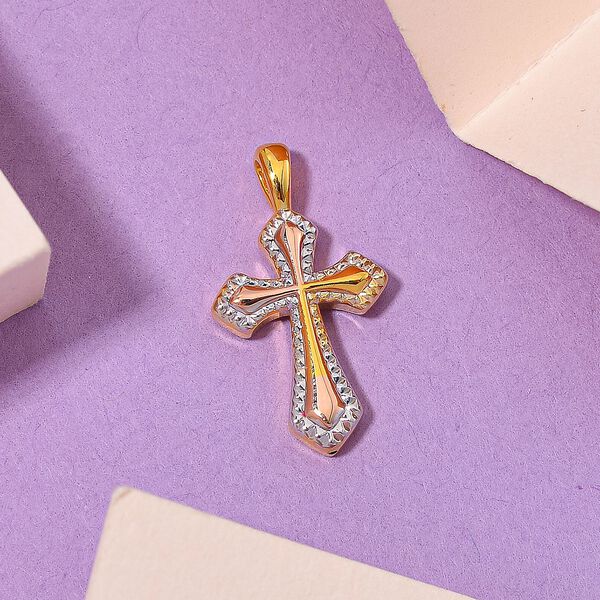 0,28 Gramm dreifarbiger Kreuz-Anhänger in 750 Gold image number 2