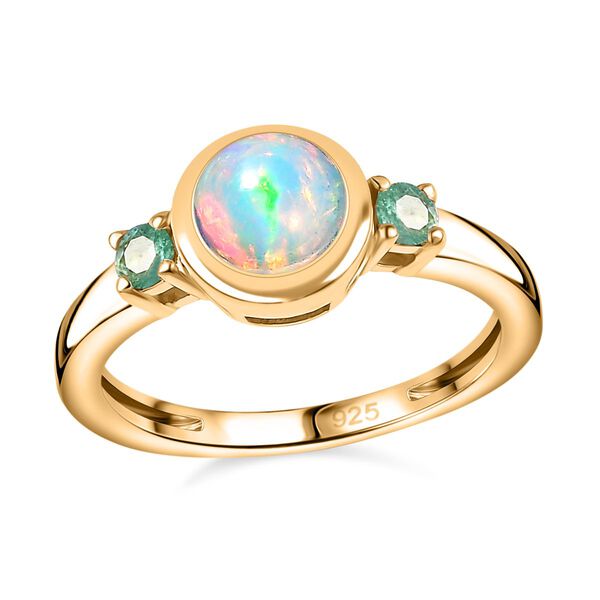 AA Nat&uuml;rlicher, &auml;thiopischer Welo Opal, Smaragd Ring 925 Silber vergoldet (Gr&ouml;&szlig;e 18.00) ca. 0,69 ct image number 5