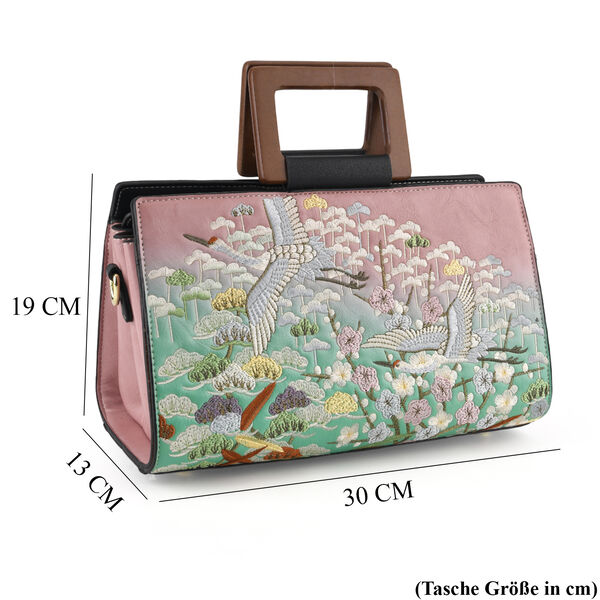 Florale Kunstprint Clutch-Crossbody-Tasche, 30 x 13 x 19 cm, Rosa image number 7