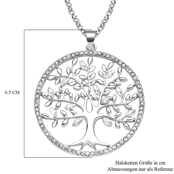 Wei&szlig;er Kristall und Glas Lebensbaum-Anh&auml;nger mit Kette, 74+6 cm, silberfarben image number 5