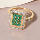 Kagem sambischer Smaragd und Zirkon-Ring, 925 Silber Gelbgold Vermeil  ca. 0,84 ct image number 1