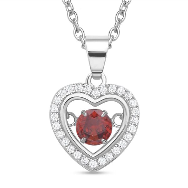 Roter und wei&szlig;er Zirkonia-Anh&auml;nger mit Kette - 1,02 ct.