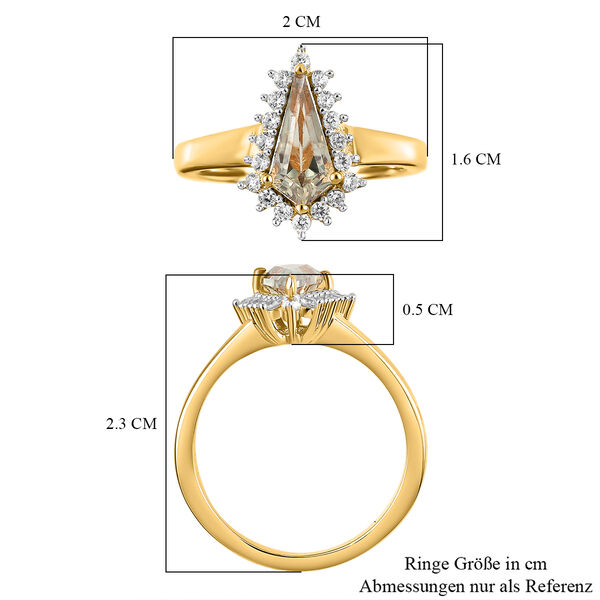 AAA Turkizit und wei&szlig;er Zirkon-Ring, 925 Silber Gelbgold Vermeil  ca. 1,18 ct image number 6