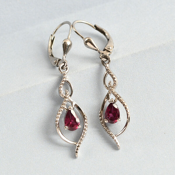 Rhodolith Granat Solit&auml;r Ohrh&auml;nger in Silber 1,00 Ct image number 2