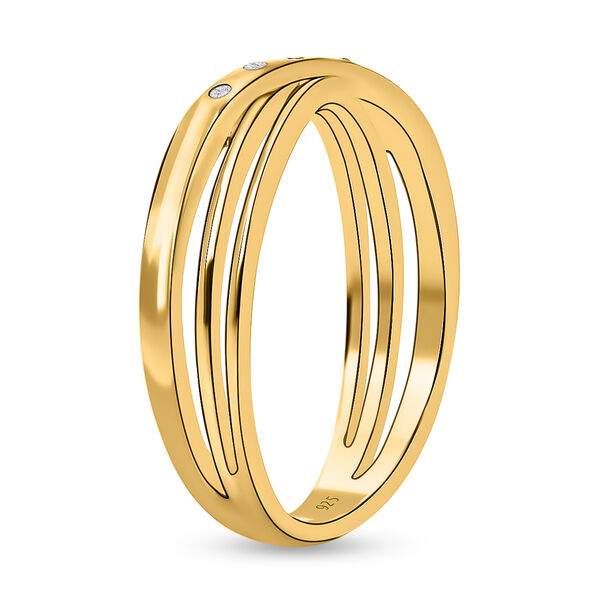 Weißer Diamant Ring, 925 Silber vergoldet (Größe 20.00) image number 4