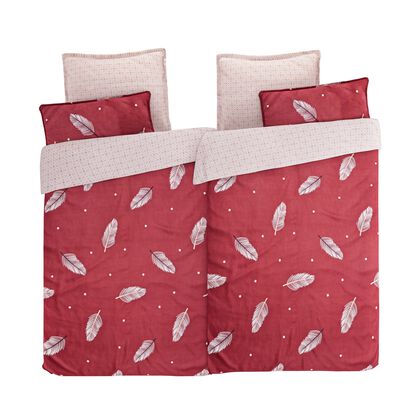 6-teiliges Bettbezug Set, 2 Bettbez&uuml;ge, 4 Kissenbez&uuml;ge, rot
