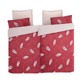 6-teiliges Bettbezug Set, 2 Bettbezüge, 4 Kissenbezüge, rot